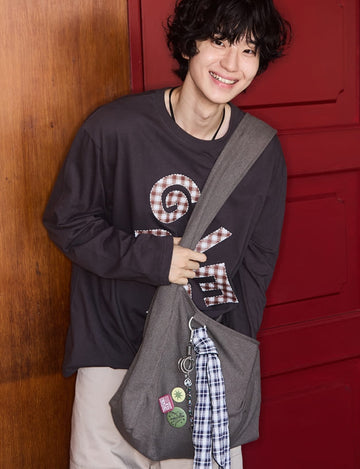 Cotton Canvas Badge Cross Bag